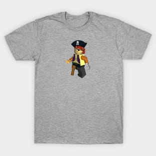 Building Block Pirate Retro Drawing T-Shirt